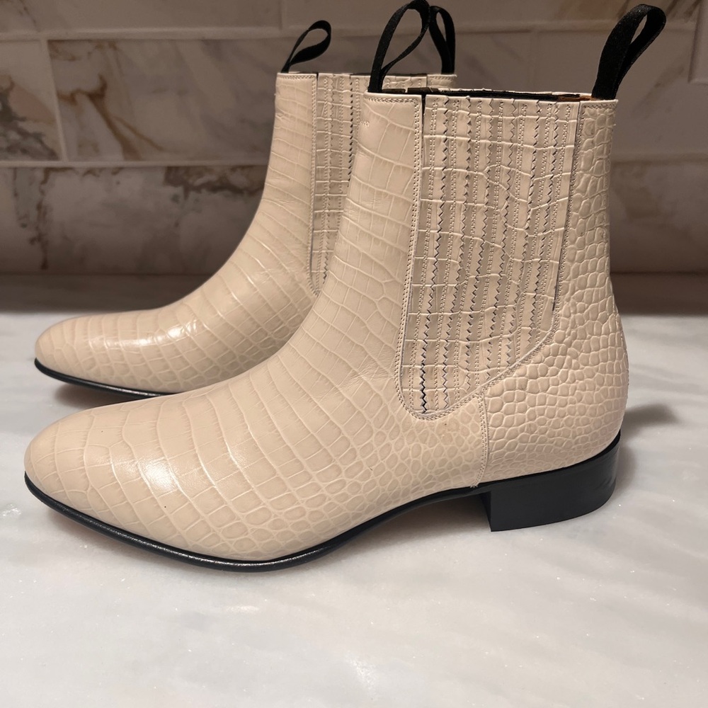 New-Authentic Tom Ford Kurt Alligator-Embossed Leather Chelsea Boots size 8.5